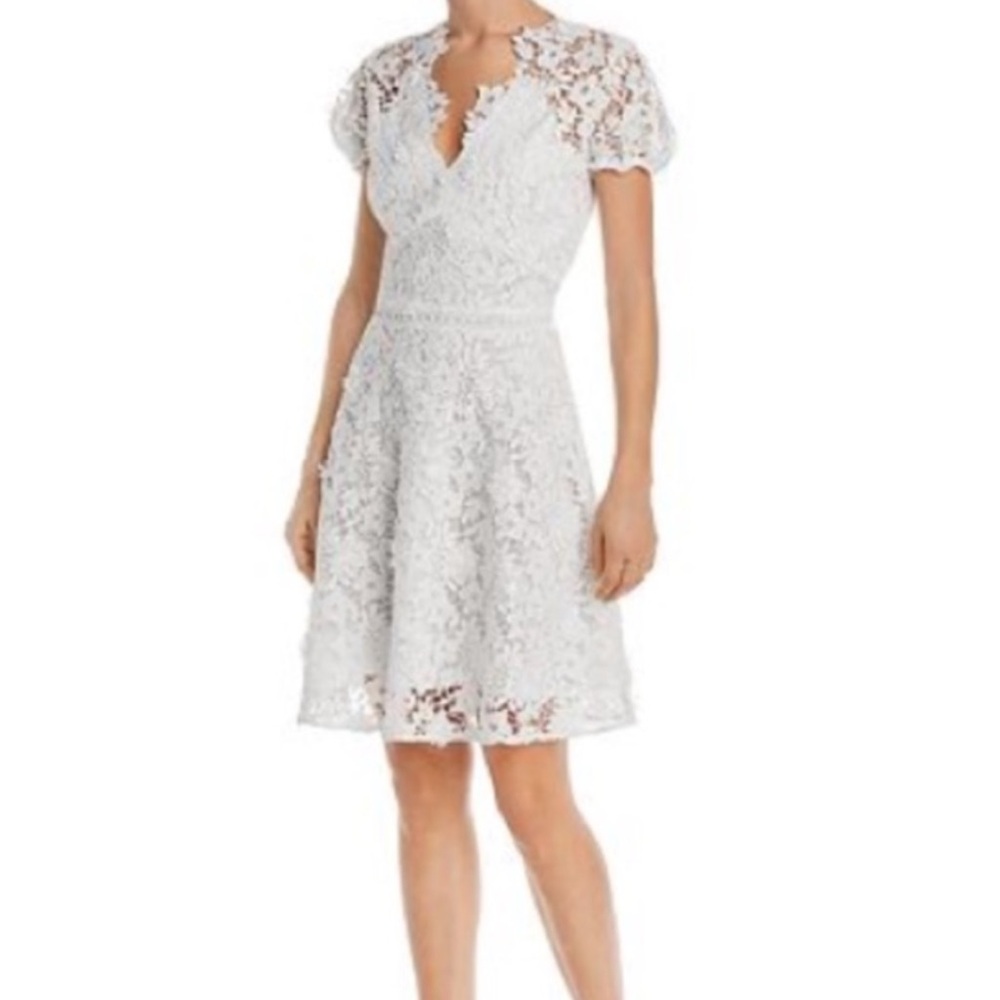 Shoshanna White Floral Lace Fit & Flare Dress Size 4 Romantic Wedding